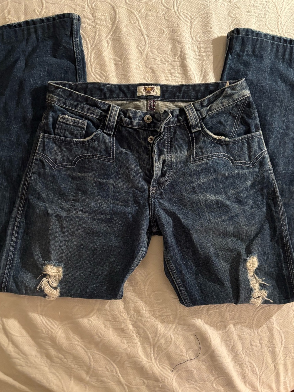 Women’s Dark Blue Distressed Jeans